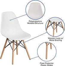 Load image into Gallery viewer, Flash Furniture Elon Series White Plastic Chair with Wooden Legs
