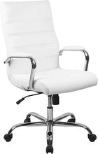 Load image into Gallery viewer, Flash Furniture Whitney High Back Desk Chair - White LeatherSoft Executive Swivel Office Chair with Chrome Frame - Swivel Arm Chair
